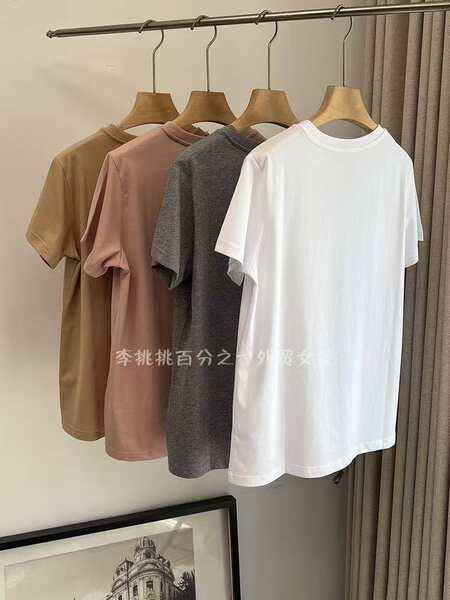 100 caroço algodão miu estilo original letra pura adesivo simples pulseira curta luva casual T-shirt na roupa feminina