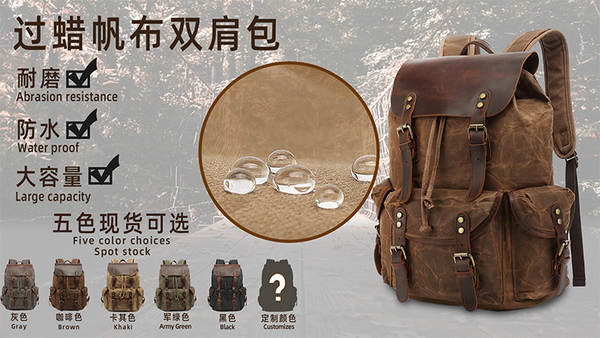 Mochila de couro e lona para notebook