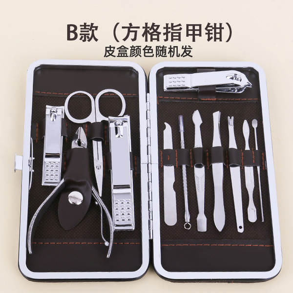 Caixa de couro 7 peças de kit de ferramentas de beleza do fabricante de pacotes de presentes de impressão LOGO faca de unhas de corte de unhas