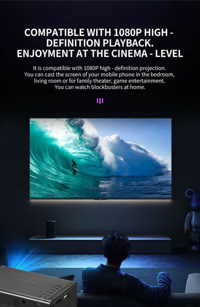 Transfronteiriço M200S Mini Projector portátil LED Telemóvel Cinema Doméstico Telemóvel Cabo Compatível Suporte 1080