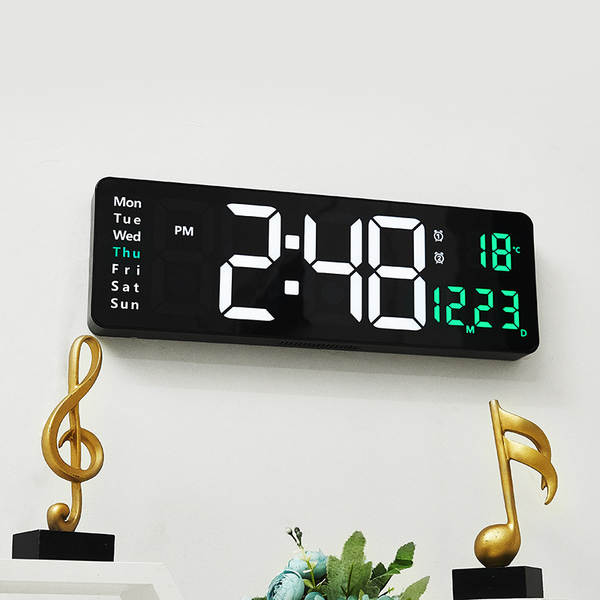 16 polegadas de grande tela função de exibição de relógio digital nórdico relógio simples sala de estar pendurar relógio led parede pendurar relógio 6626