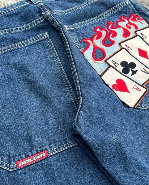 JNCO Y2K Loose jeans masculino padrão hip-hop rua masculino calças largas