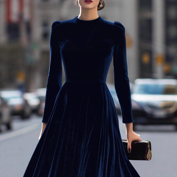 Vestido de comércio exterior transfronteiriço da Europa e dos Estados Unidos 2025 Outono e Inverno Novo Vestido de comércio exterior transfronteiriço