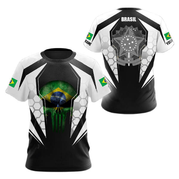 T-Shirt masculino brasileiro 3D T-Shirt O T-Shirt esportivo da equipe de futebol de rua masculino DIY base ajustável para a ordem de massa