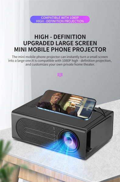 Transfronteiriço M200S Mini Projector portátil LED Telemóvel Cinema Doméstico Telemóvel Cabo Compatível Suporte 1080