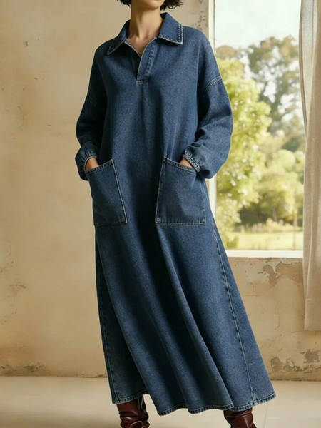 Vestido transfronteiriço como um cowboy casual vestido feminino de moda