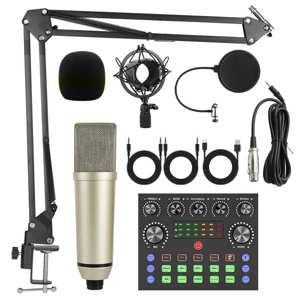 Transfronteiriço V8S Inglês de transmissão ao vivo bm800 pacote de braço pendurado pacote de cartão de telefone celular de transmissão ao vivo podcast completo