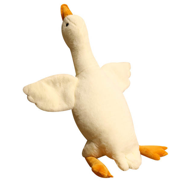 Pufe de Ganso Branco Pelúcia