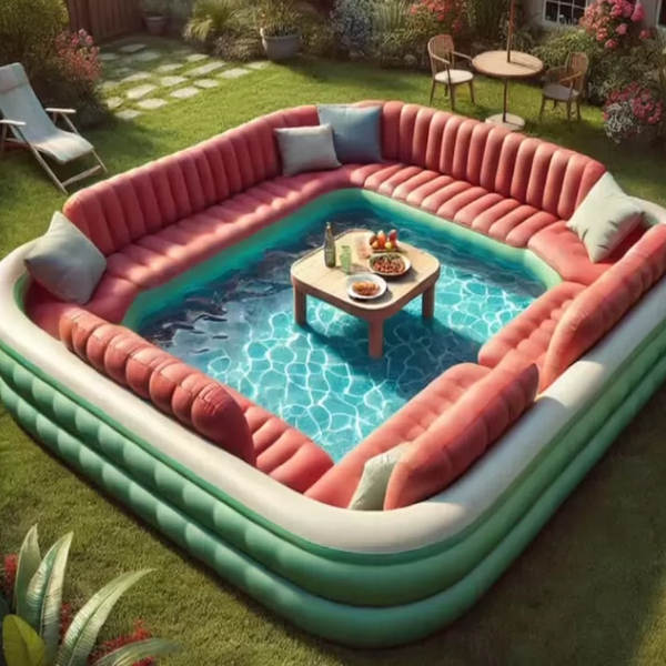 Sofá Flutuante para Piscina com Tenda