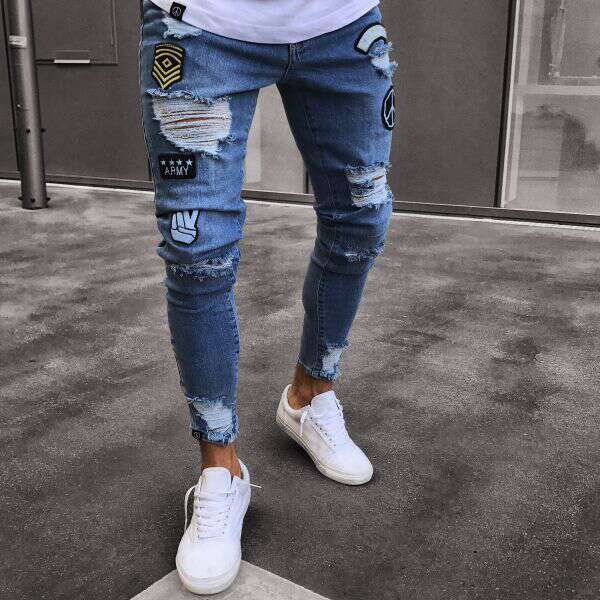 Jeans masculinoswisheBay Pequenos Pés Quente Venda de Calças masculinasJeans 4X Bandeira Transfronteiriça LS
