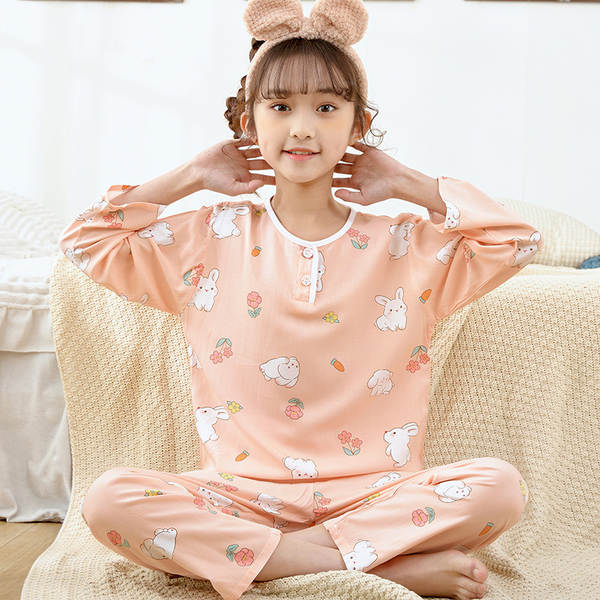Conjunto de pijama infantil de algodão para verão