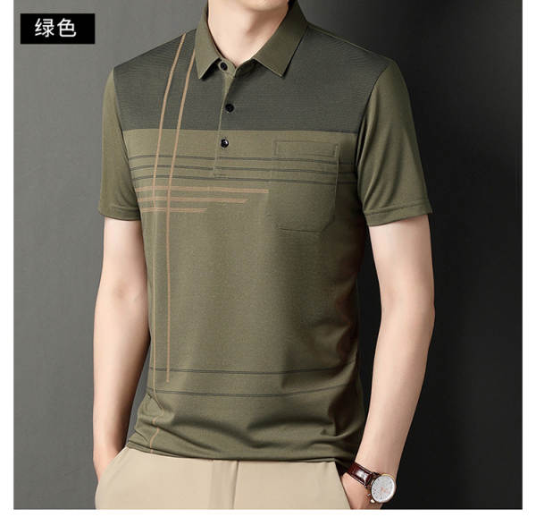T-shirt masculino de pulseira curta 23 verão novo homem de meia-idade pulseira poli T-shirt papai vestido com roupa de negócios