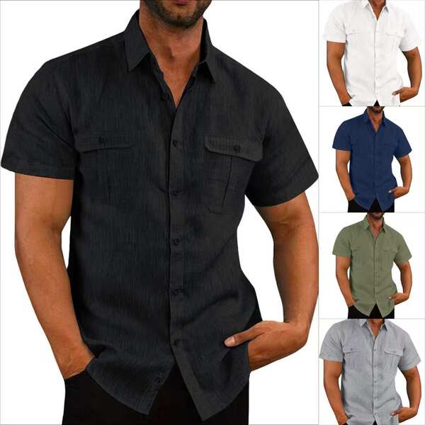 T-shirt masculino de verão de 2025 com mangas curtas e flexíveis 7 cores