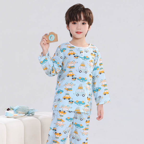 Conjunto de pijama infantil de algodão para verão