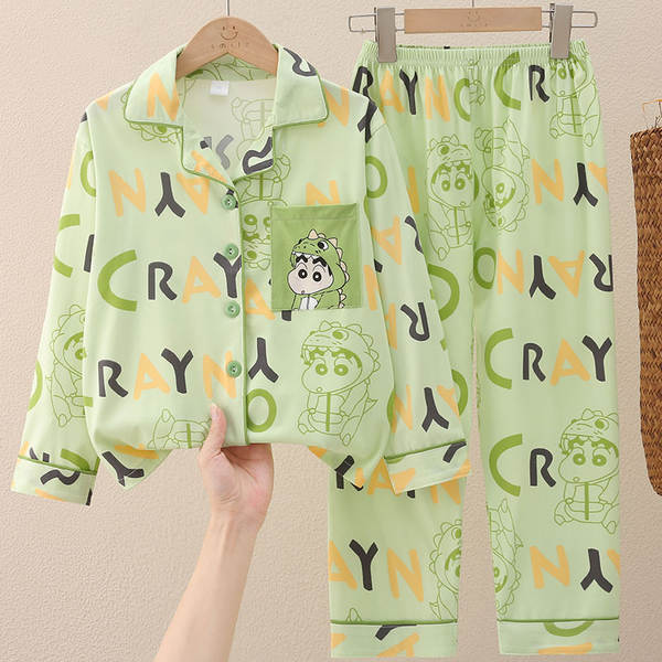 Crianças do Sudeste Asiático roupas de dormir meninos com mangas compridas calças bonitas desenhos animados primavera outono roupas para meninos vestir em casa no verão