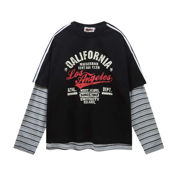 Vestido masculino da primavera de 2026 novo estilo de camisa de futebol americano com duas camisetas esportivas falsas