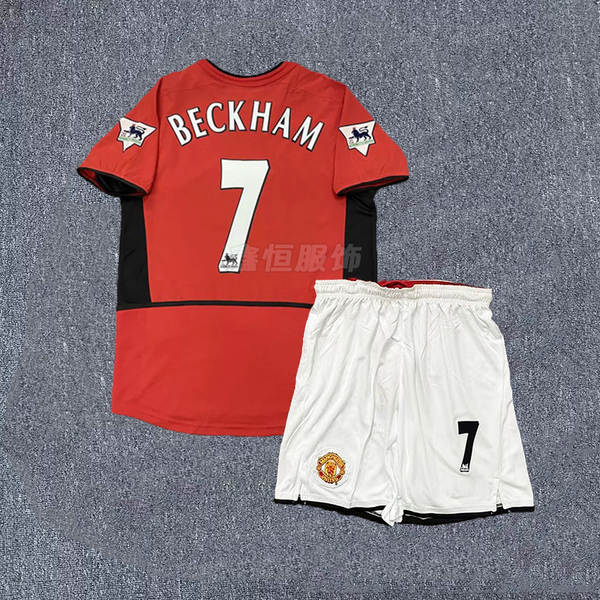 0204 Temporada Man L Traje de Futebol No. 7 Beckham Clássico Retrô Clássico No. 7 C Ranhuras curtas