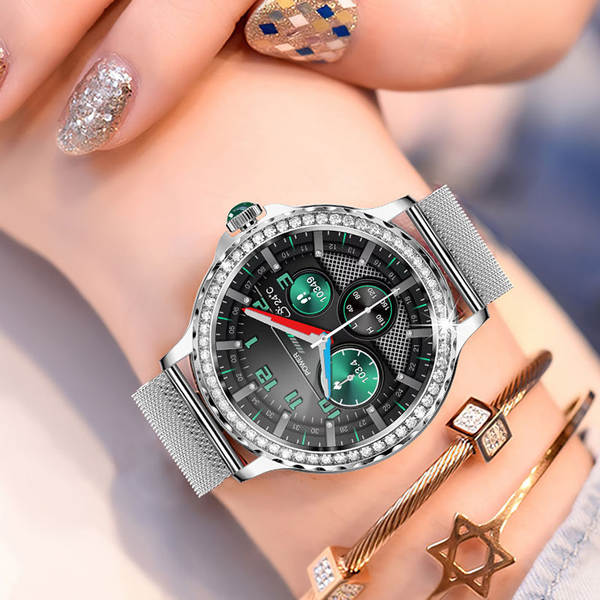 Novo relógio inteligente feminino de moda NX19 Bluetooth chamadas pulseira de movimento inteligente IP68 relógio à prova d'água forjado