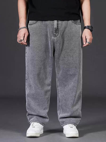 Jovens de meia-idade relaxante e relaxante calças homens trabalhando moinho sujo resistente a sujidade gordo pequeno jeans homem