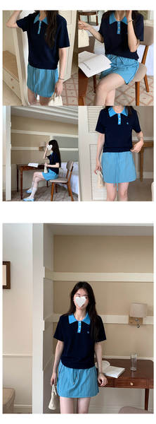 Miu Miu Miu Korean Polo T-Shirt T-Shirt T-Shirt T-Shirt T-Shirt de Verão