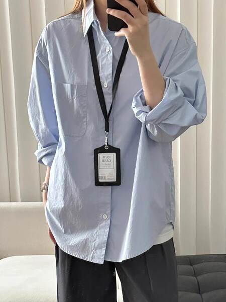 100% de algodão puro e escuro azul extremamente leve camisa com mangas compridas vestido de primavera de 2025 nova camisa de casaco de centenas