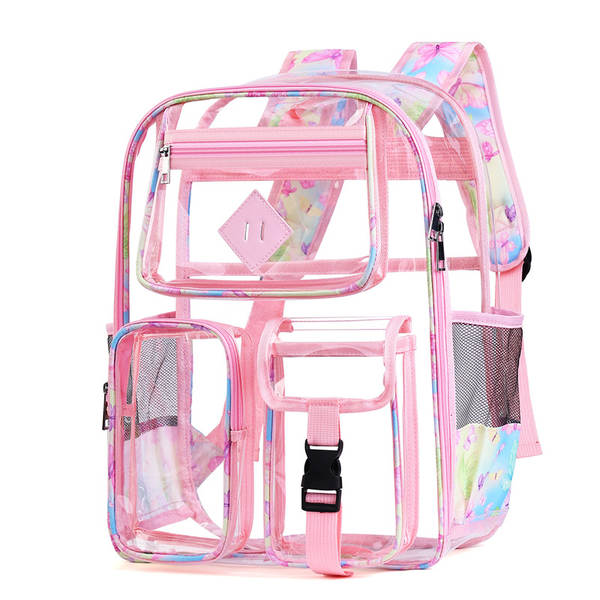 Amazon Transboundary Supply Transparente backpack pvc duplo ombro saco pvc saco grande capacidade saco estudante