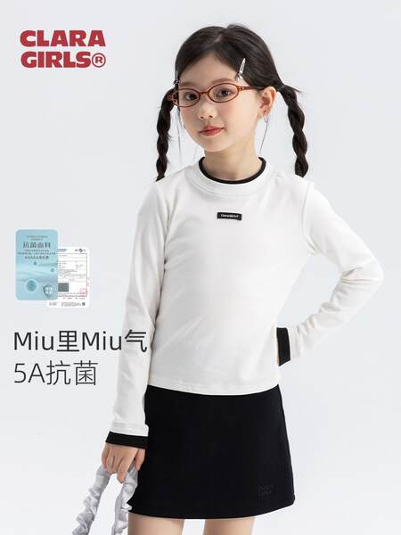 Crianças 5A Antimicrobial T-Shirt T-Shirt 2025 Outono Novo Miu Cadeia de Mulheres Lesser Movimento Resiliência T-Shirt