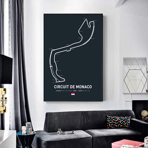 Nível 1 equação Imola Monaco circuito de circuito de vela pintura estética carros de corrida casa decoração pulverização core pintura
