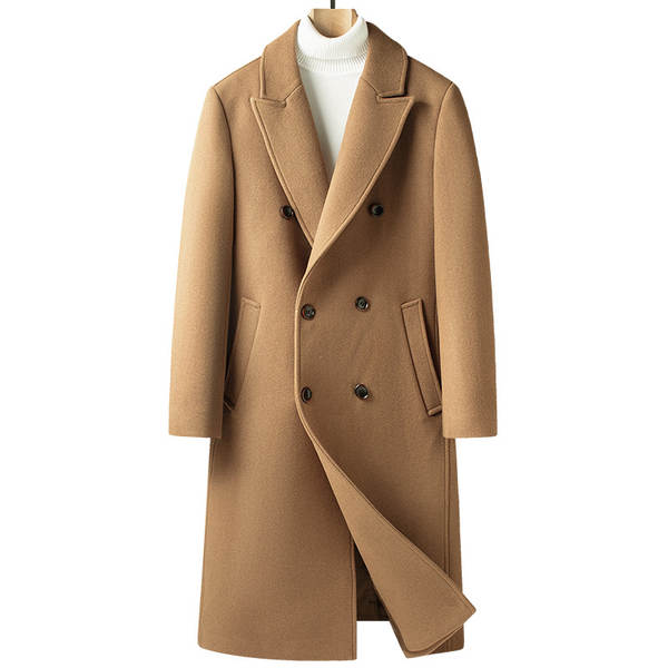 Casaco de lã masculino longo