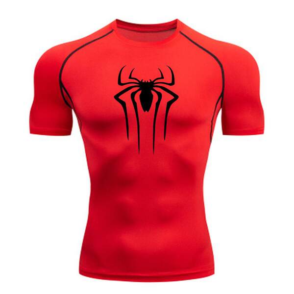 Camiseta de esporte comprimida de verão de pulseira curta para homens Camiseta de fitness de corrida rápida Seca para o ginásio Camiseta de fitness S-3XL
