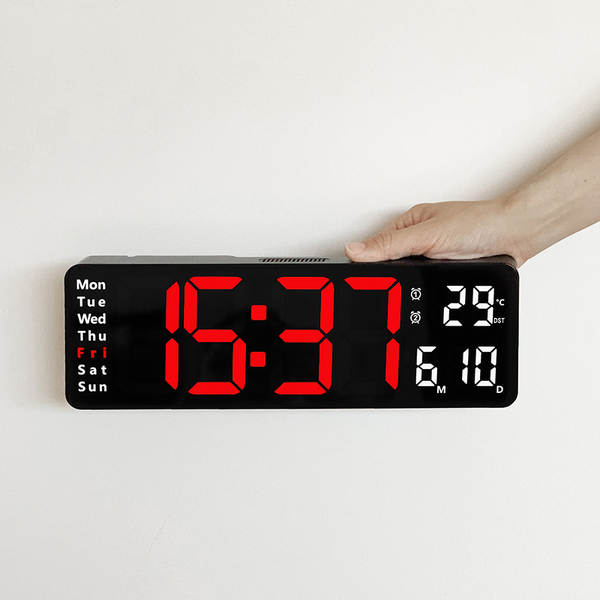 16 polegadas de grande tela função de exibição de relógio digital nórdico relógio simples sala de estar pendurar relógio led parede pendurar relógio 6626