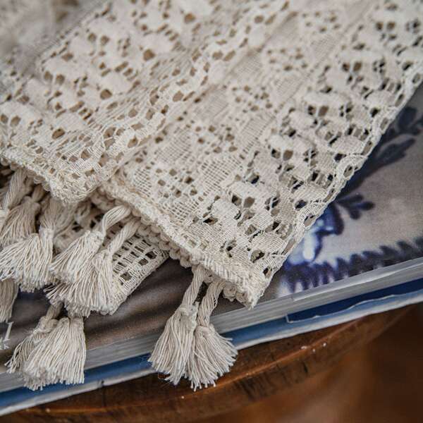 Cortina de Croche em Tom Creme