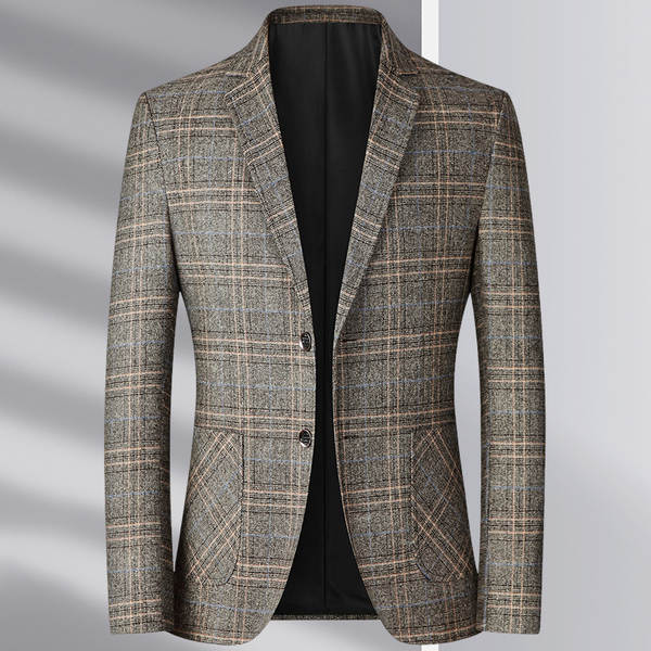 Transfronteiriço masculino de alta qualidade primavera outono recreativo grão de café cor casual negócios jantar vestido casaco roupa de banho