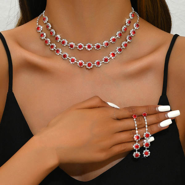Acessórios de casamento dupla camada do colar de diamante do colar de sol de comércio estrangeiro Sete de orelhas de venda rápida