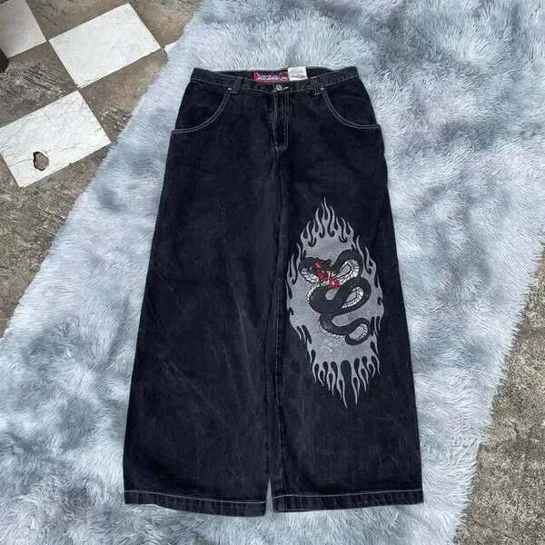 Cross-border e-commerce caricatura de rua estampado jeans azul retro calças meninos meninos grandes meninos jeans Y2K hip hop