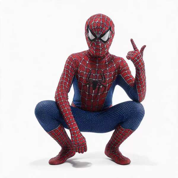Remitoni, o Homem-Aranha de Halloween, tem roupas de personagens animadas.