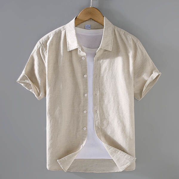 T-shirts masculinos de manga de cor pura com mangas curtas de verão baseado em roupas de manga fina e fina de estilo chinês
