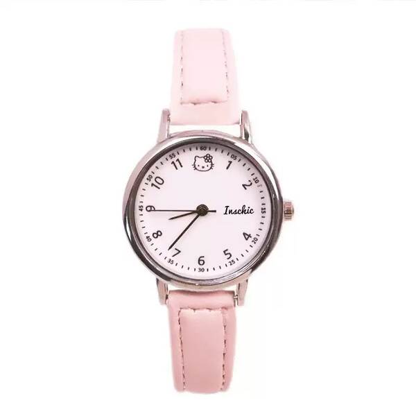 Relógio Feminino de Couro com Pulseira de Gato