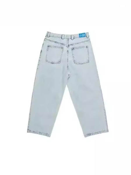 Polar Big Boy jeans Y2K Hip-Hop desenho de desenho animado penteado azul solto jeans homens