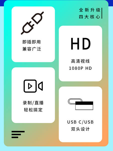Placa de captura de vídeo Vídeo de captura de jogos de vídeo ao vivo Placa de captura de vídeo HDMI conversão USB3.0 Dupla cabeça