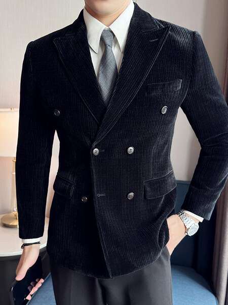 Vestido de outono e inverno de alta qualidade para homens com casaco de casaco duplo.