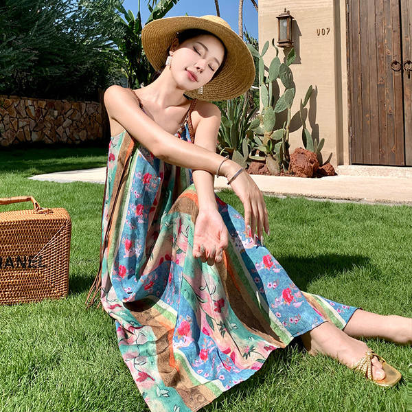 Vestido florado longo feminino