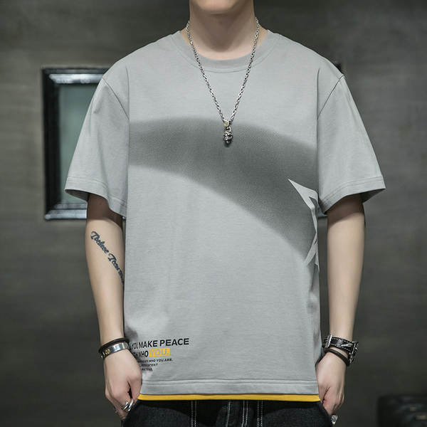 Camiseta masculina de algodão curta