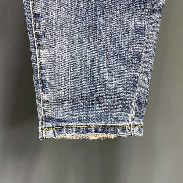Nove pênis jeans meninas roxo calças coreanas tendências recém-nascidos personalidade elástica rasgar mendigo calças explodir