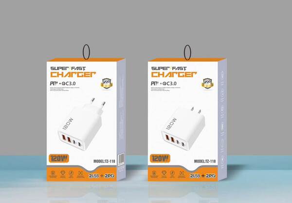 120W Duplo PD + Duplo Carregador USB 5V2A12W para Apple Huawei Smartphone Duplo Tipo Cabeça de Carregador