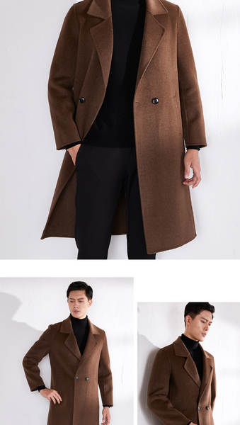 Casaco de lã masculino longo