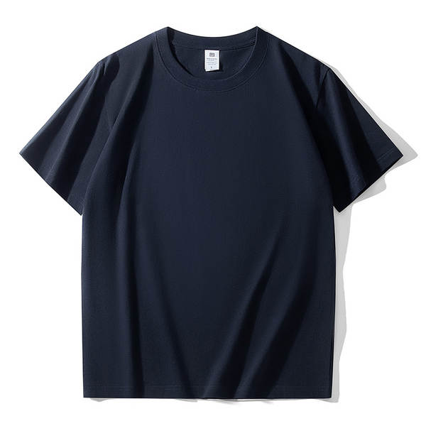 T-shirt masculino com mangas curtas e pesadas de algodão puro 230 gramas Jovens com mangas redondas de roupa de roupa pura