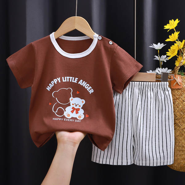 Conjunto de verão infantil de algodão
