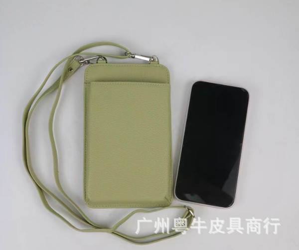 Bolsa de couro para celular com alça diagonal