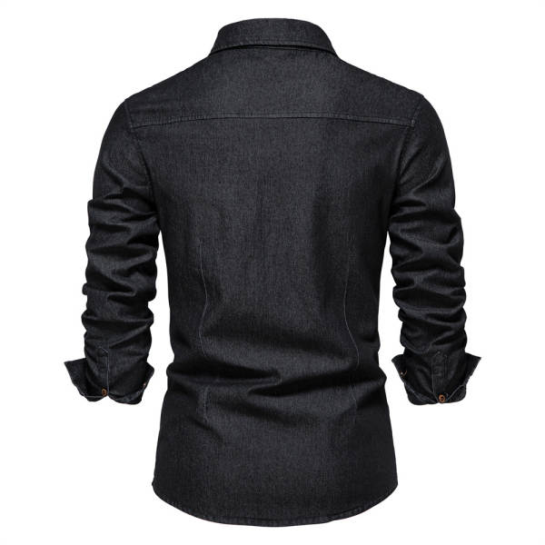 2024 Comércio Exterior Transfronteiriço Homem União Européia Cowboy T-Shirt Homem Modelo Recreativo Puro Homem Denim T-Shirt Com Mãos Longas